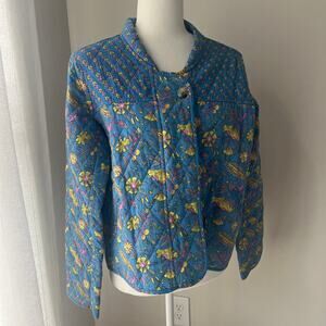 Anthropologie dRA Floral Quilted Lightweight Jacket Blue size‎ medium